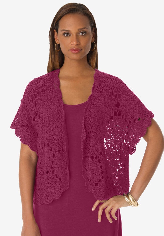 Crochet Shrug, BERRY TWIST, hi-res image number null