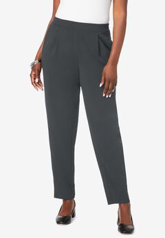 Stretch Knit Crepe Straight Leg Pants