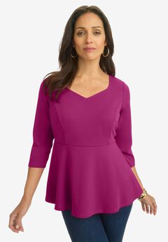 Knit Crepe Sweetheart Neck Top
