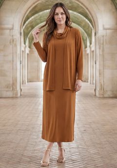2-Piece Cowlneck Jacket Dress