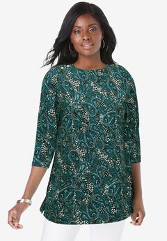 Stretch Cotton Boatneck Tunic
