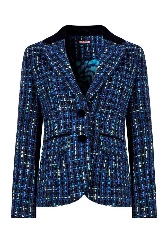 Single Breasted Tweed Blazer, NAVY TWEED, alternate image number null