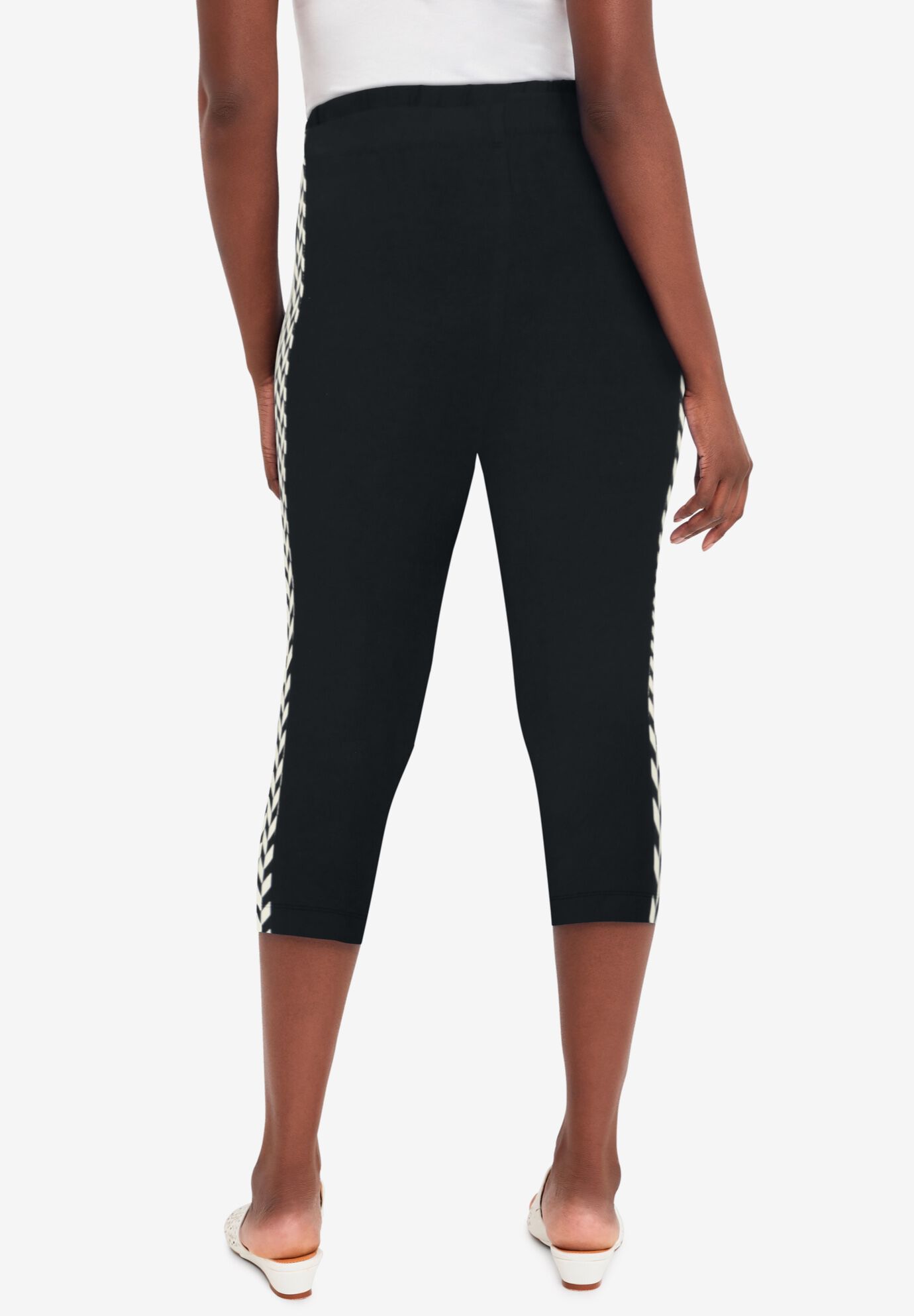 Everyday Stretch Cotton Capri Legging, BLACK IVORY HOUNDSTOOTH, alternate image number 2
