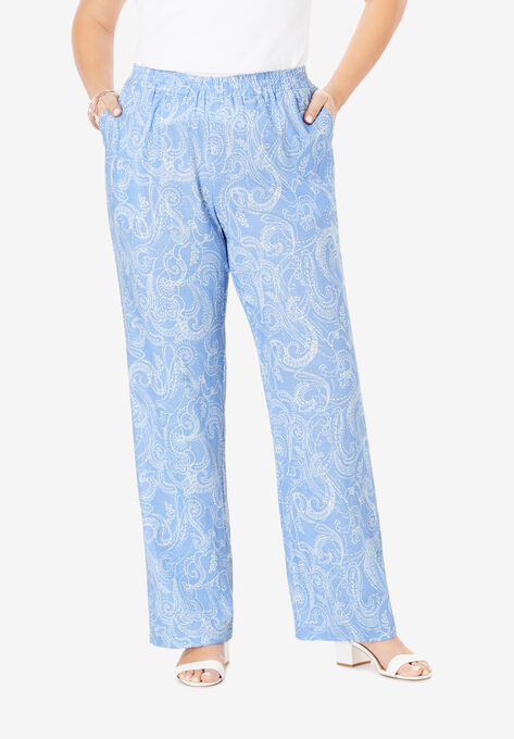 Lightweight Linen Blend Wide Leg Pants Plus Sizewide Leg