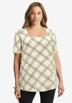 Stretch Cotton Square Neck Tunic