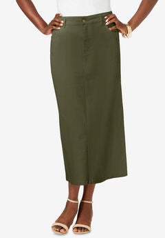 True Fit Stretch Denim Midi Skirt