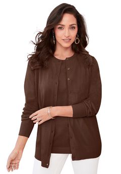 Plus Size Brown Cardigan Sweater