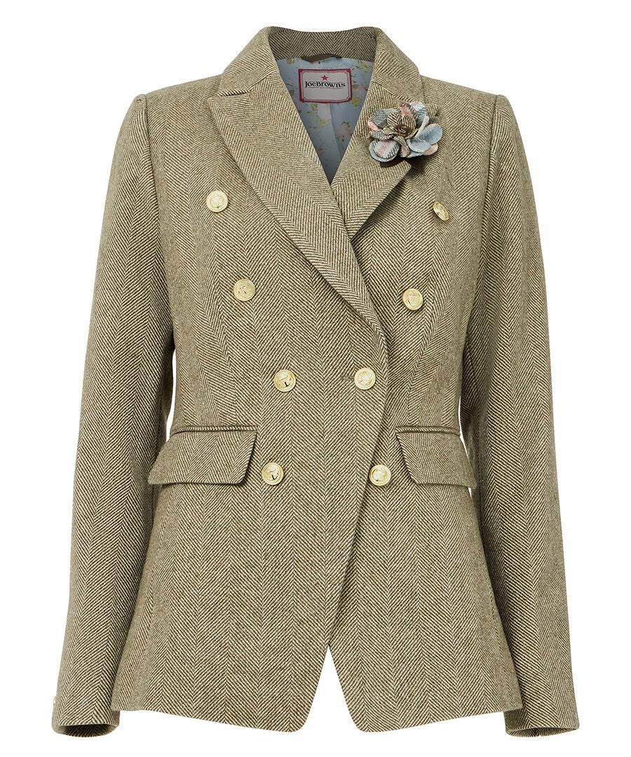 Double Breasted Wool Blazer, OLIVE MINI HERRINGBONE, alternate image number 2