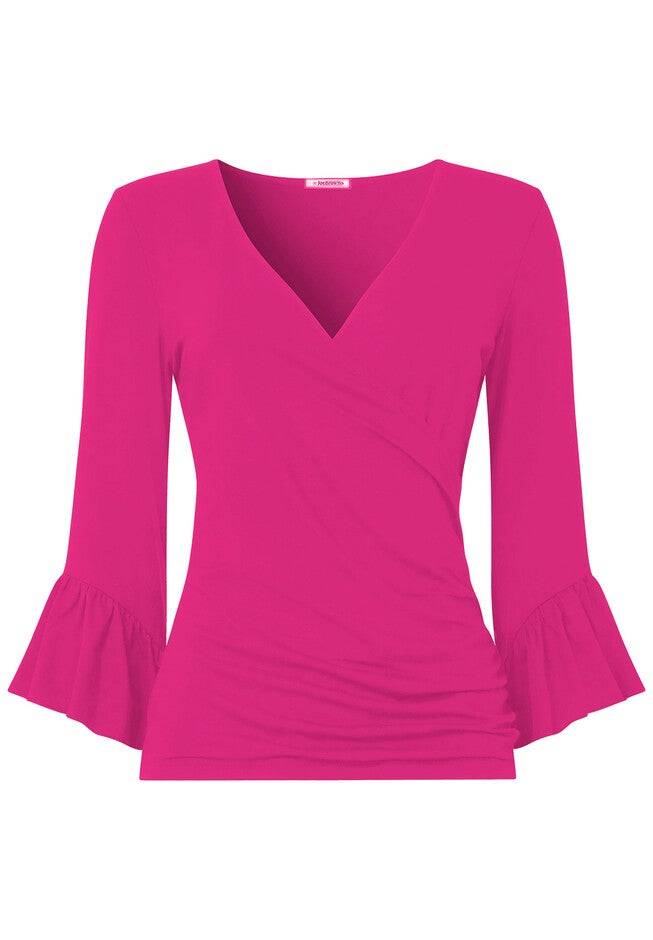 Stretch Knit Bell Sleeve Top, HOT PINK, alternate image number null