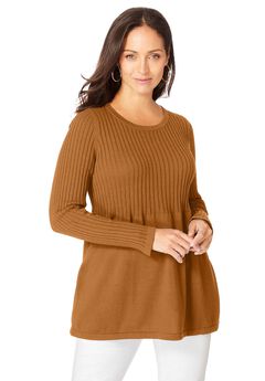 Ribbed Baby Doll Tunic Sweater