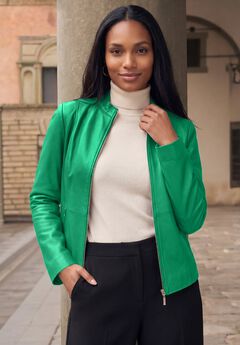 Zip Front Leather Jacket