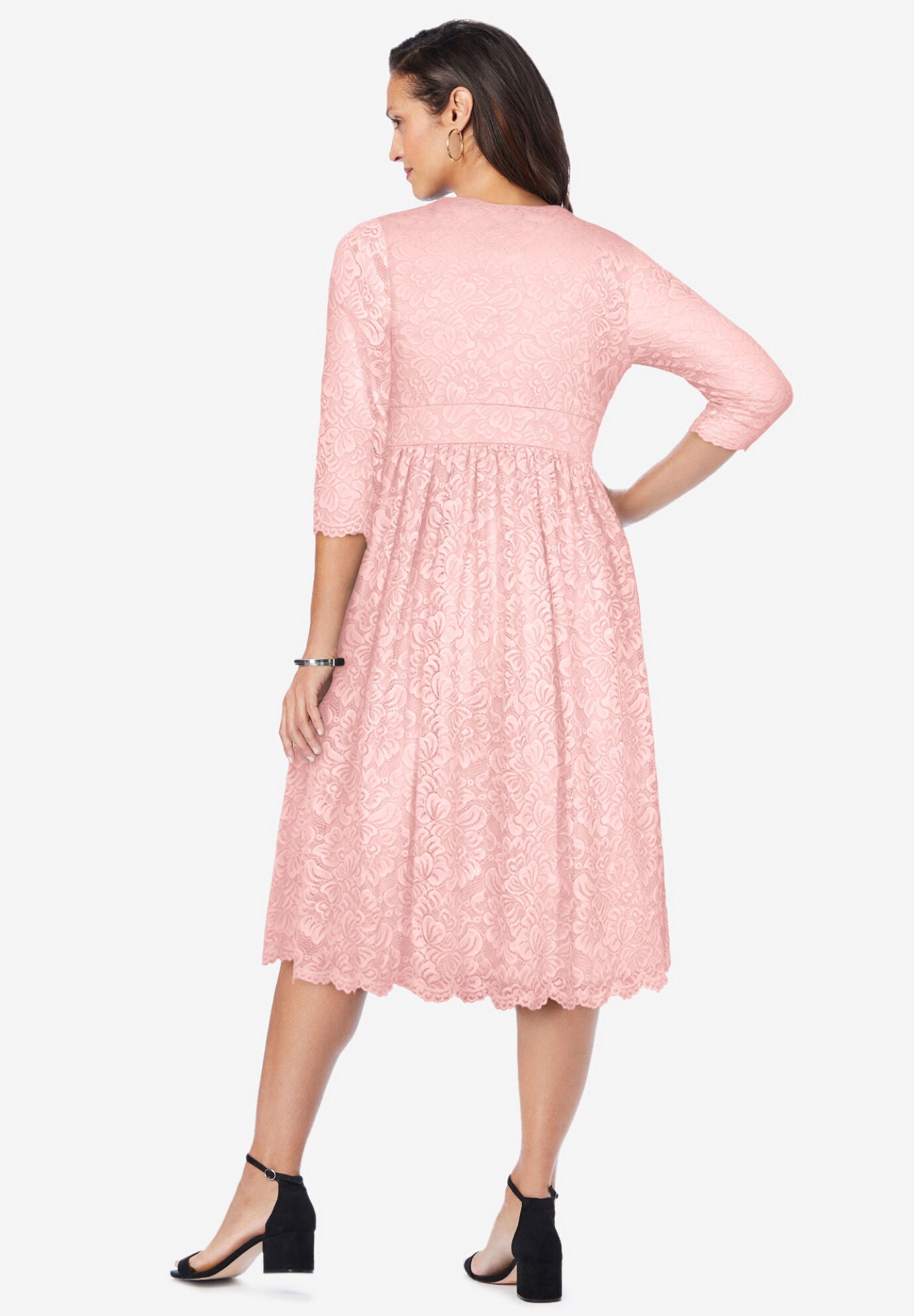 Stretch Lace A-Line Dress, RICH BURGUNDY, on-hover image number 1