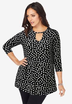 Stretch Knit Keyhole Swing Tunic