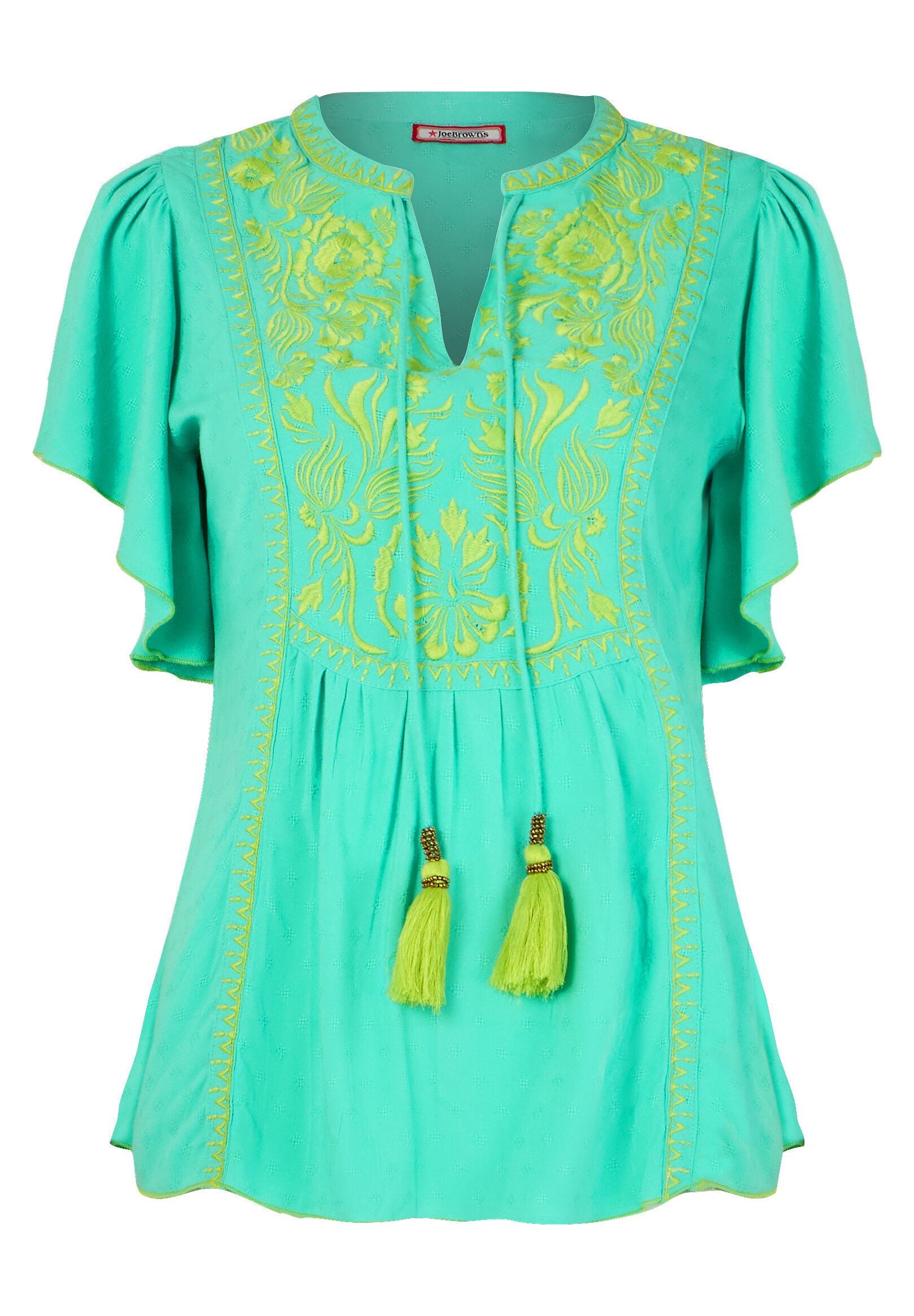 Embroidered Flutter Sleeve Top, SCROLL EMBROIDERY, alternate image number 3