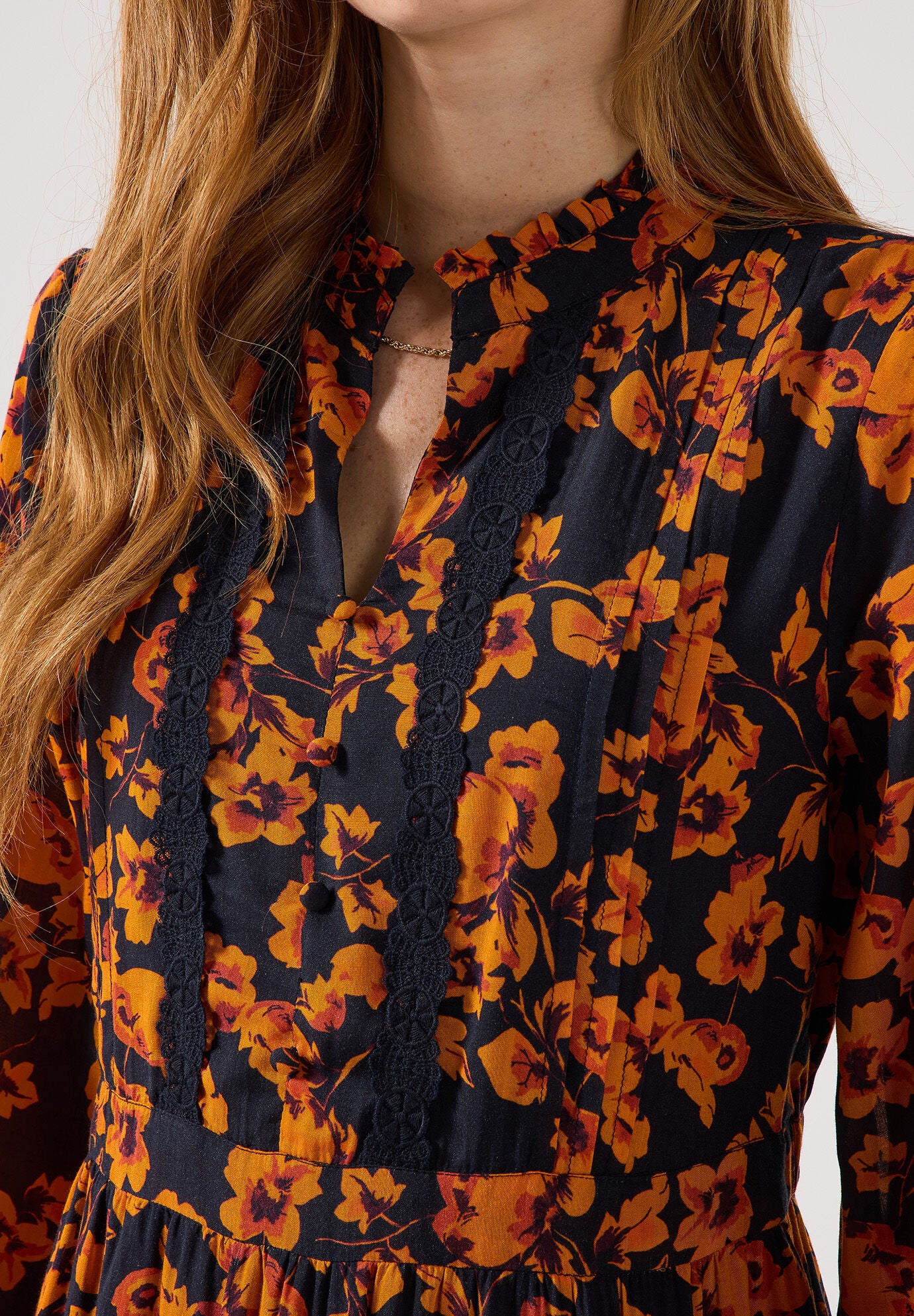 Georgette Peasant Dress, MARIGOLD PETALS, alternate image number 3