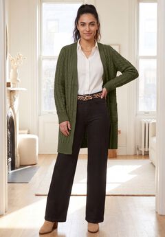 Cable Button-Front Cardigan