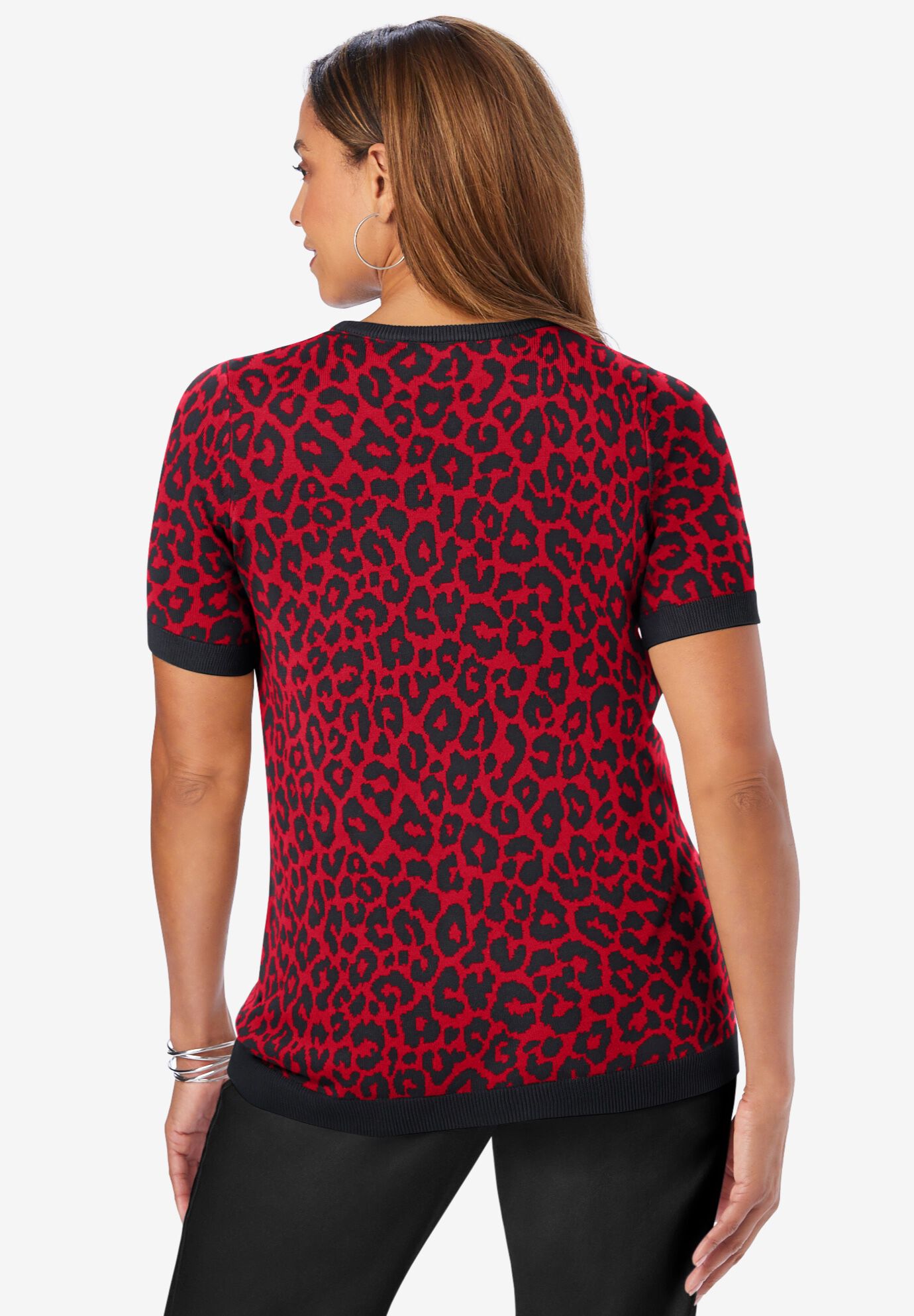 Fine Gauge Crewneck Shell, RICH BROWN, alternate image number 2