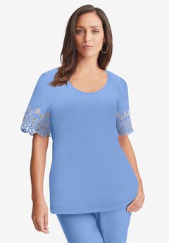 Eyelet Scoop-Neck Tee