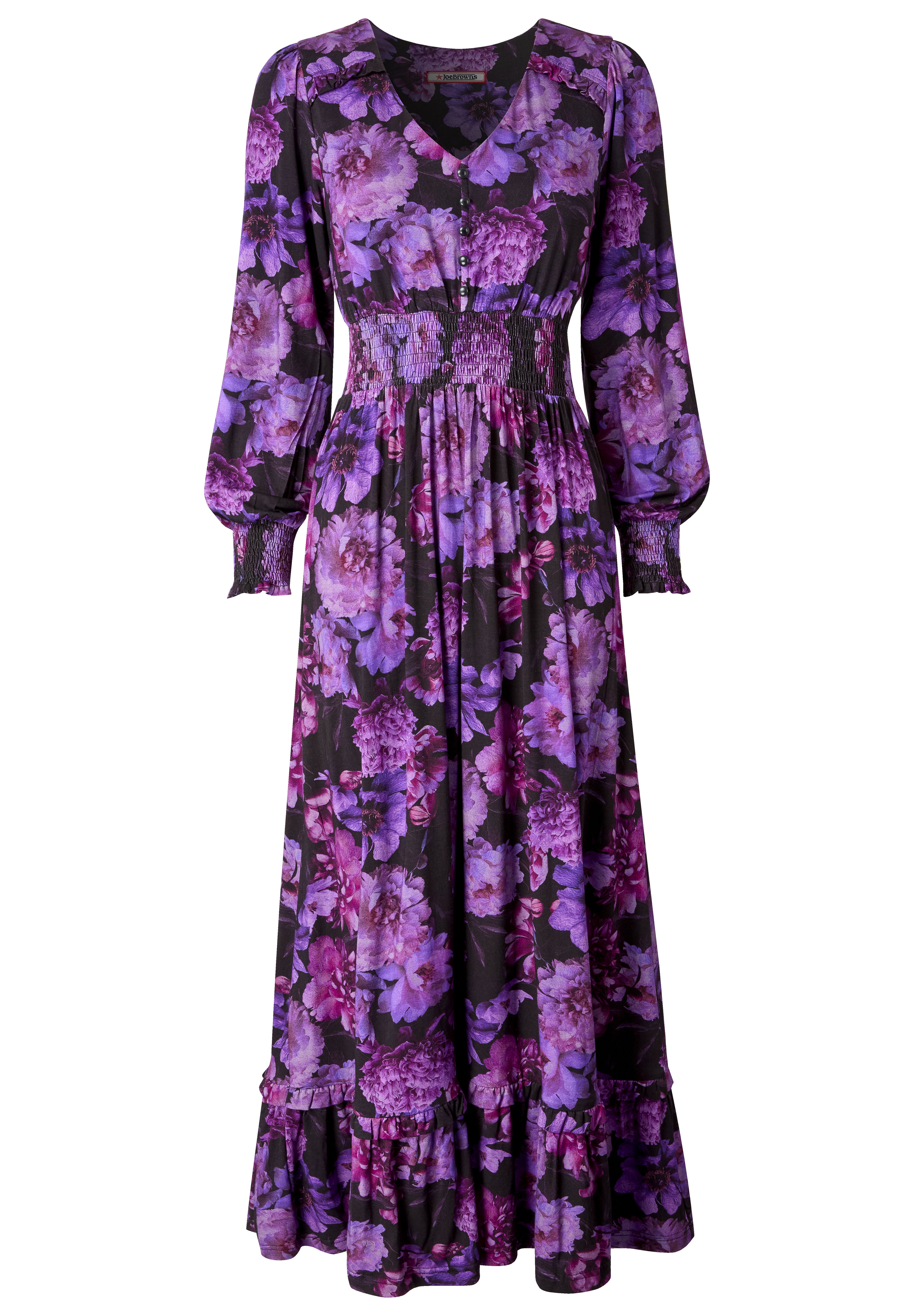 Stretch Knit Peasant Maxi Dress, PURPLE BLOSSOM, alternate image number 4
