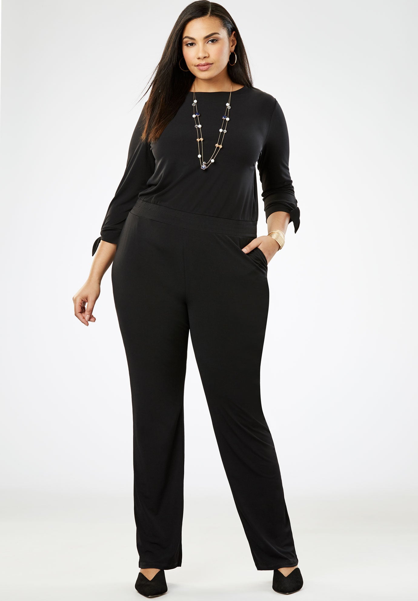 Travel Knit Jumpsuit, BLACK, hi-res image number 0