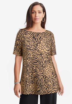 Stretch Knit Boatneck Swing Tunic