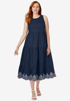 Sleeveless Eyelet Poplin Dress