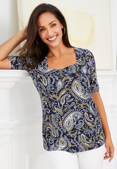 Stretch Cotton Square Neck Tee