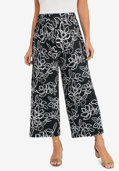 Stretch Knit Wide Leg Crop Pant