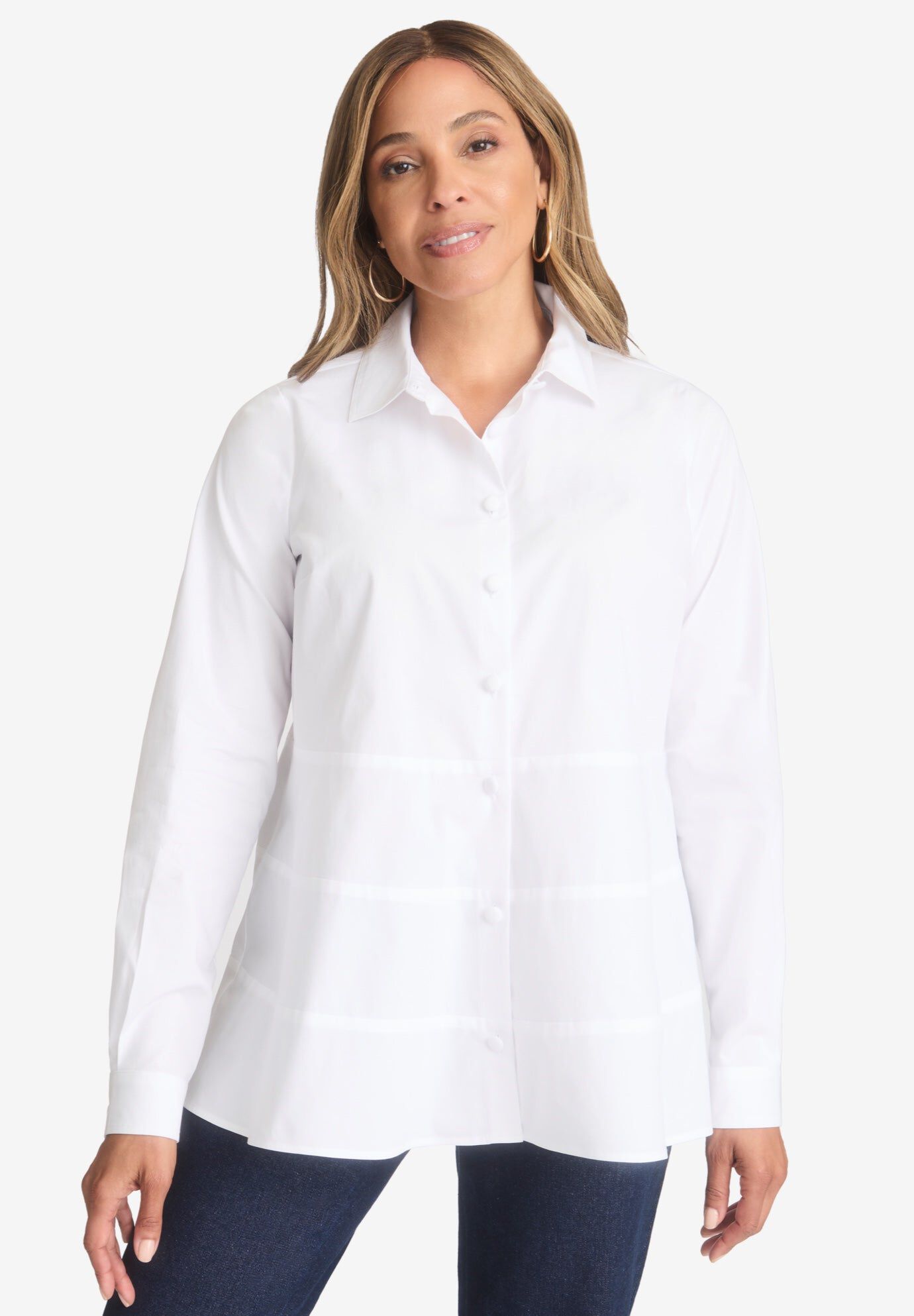 TIERED POPLIN TUNIC, WHITE, hi-res image number 0