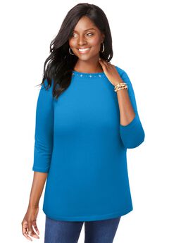 Stretch Cotton Boatneck Tunic