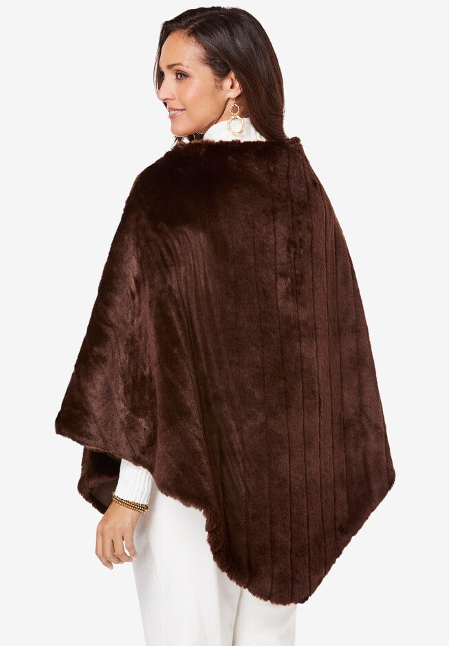 Faux Fur Poncho, , on-hover image number 1