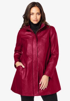 A-Line Zip Front Leather Jacket