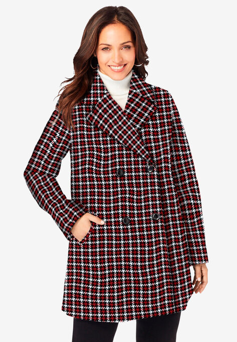 A-Line Peacoat, CLASSIC RED GRAPHIC HOUNDSTOOTH, hi-res image number null