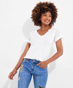 V-Neck Eyelet Tee