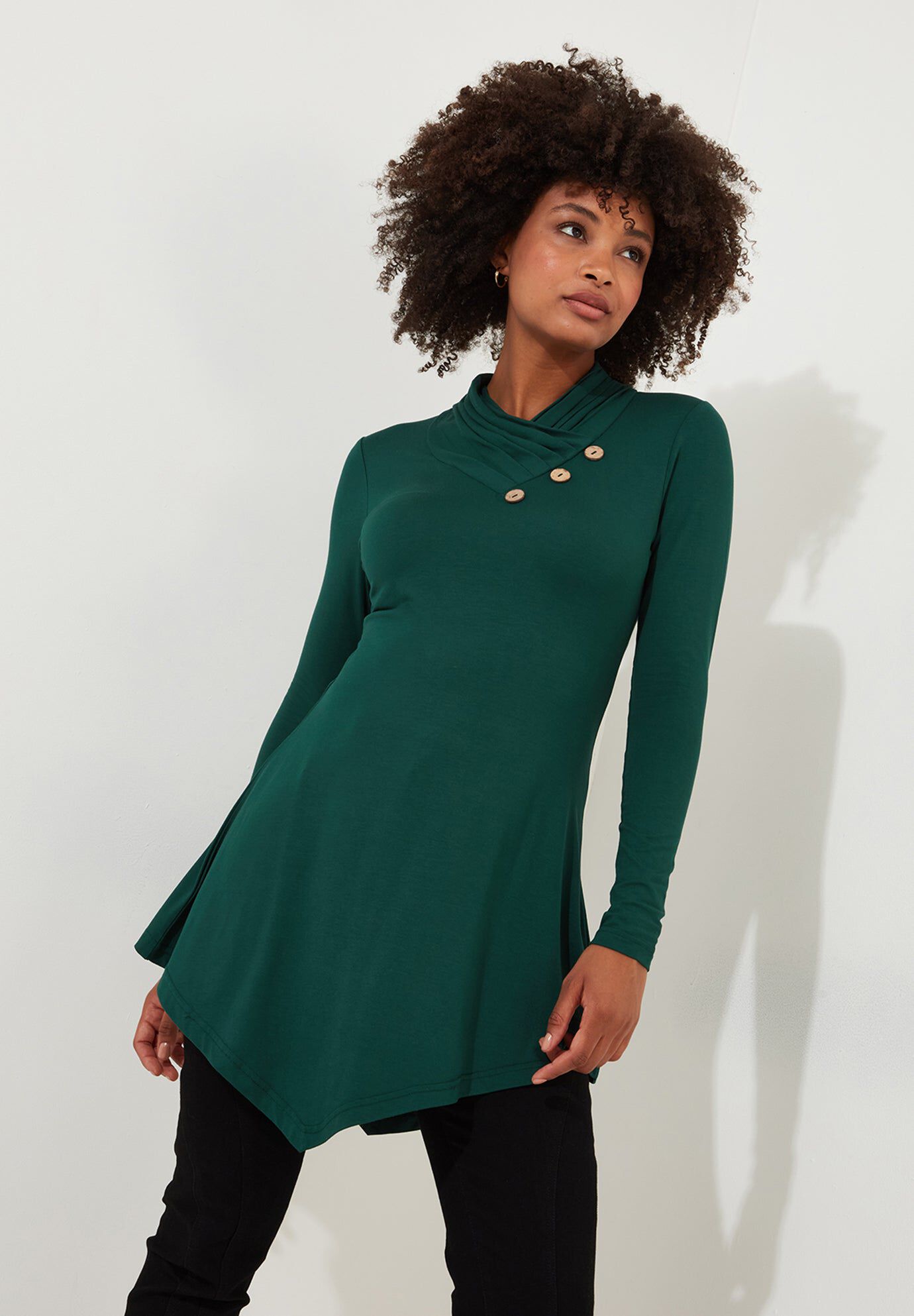 Stretch Knit Asymmetrical Tunic | Roaman's
