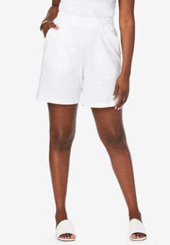 Plus Size White Cotton Shorts