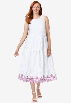 Sleeveless Eyelet Poplin Dress
