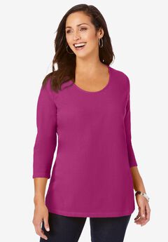 Stretch Cotton Scoop Neck Tee