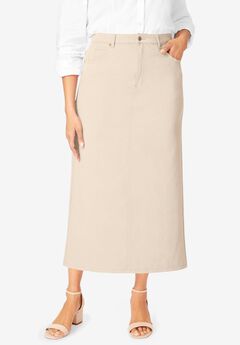 Classic Cotton Denim Midi Skirt