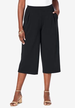 Wide-Leg Crop Crepe Pants
