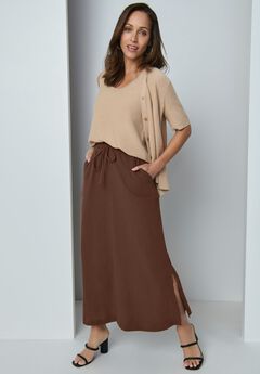 Cotton Gauze A-Line Midi Skirt