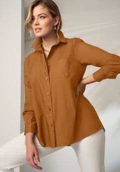Wrinkle-Free Stretch Cotton Oversized Shirt