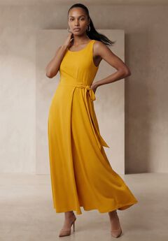 Stretch Cotton Side Tie Maxi Dress