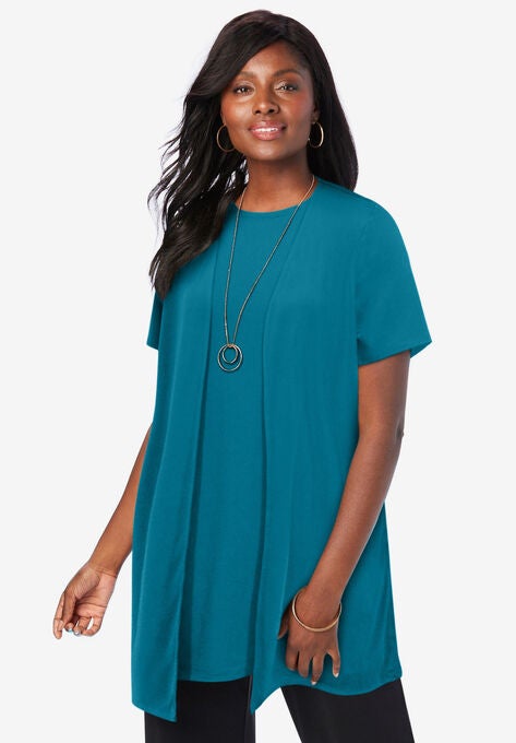Knit Collarless Topper, , hi-res image number null