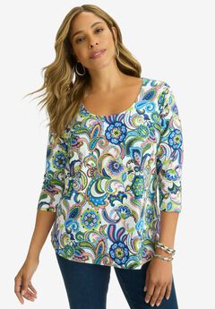 Stretch Cotton Scoop Neck Tee