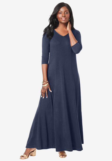 Double-V Maxi Dress, NAVY, hi-res image number null