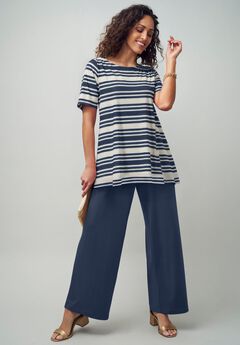 Stretch Knit Boatneck Swing Tunic