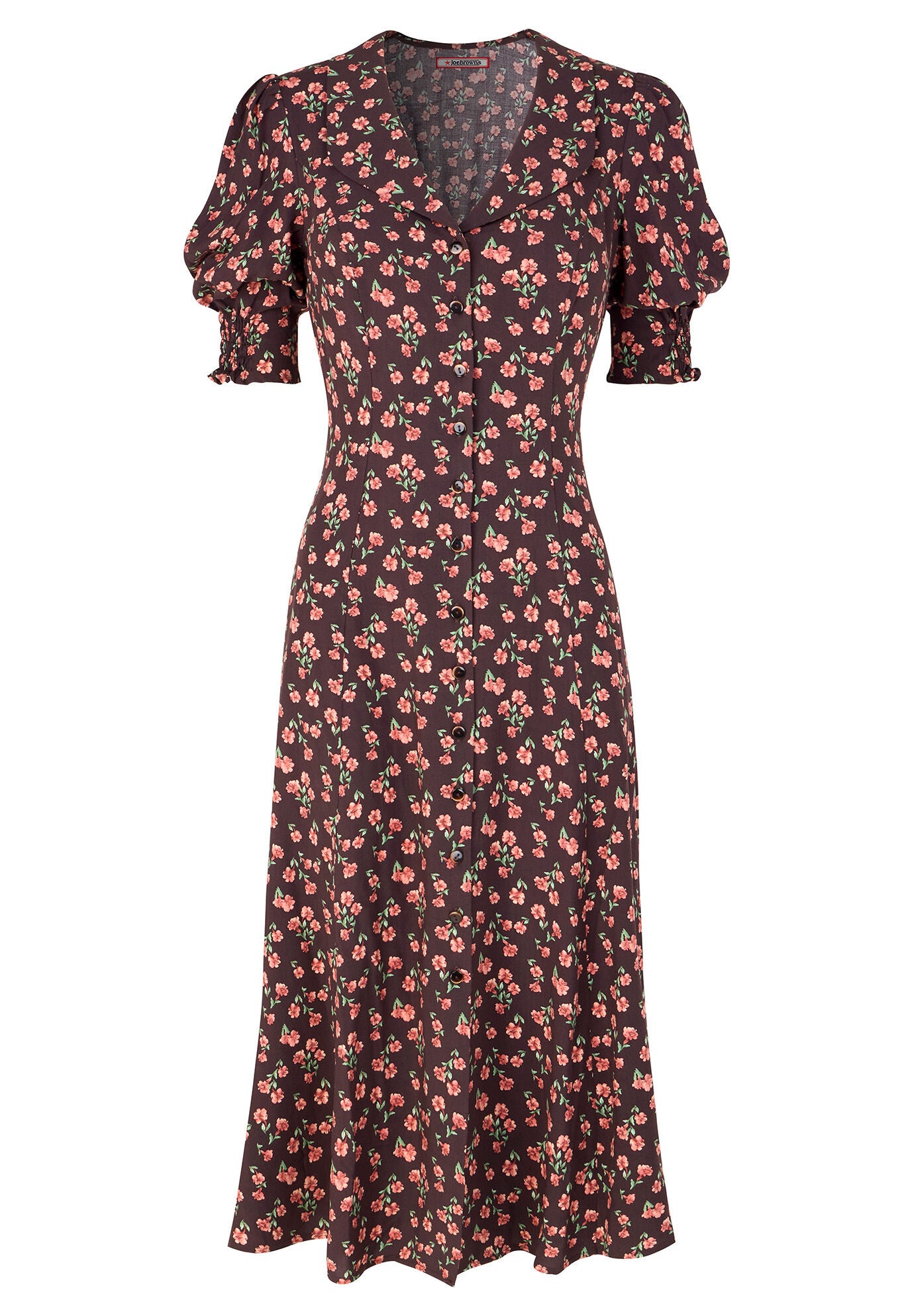 Puff Sleeve Midi Dress, ESPRESSO DITSY FLORAL, alternate image number 3
