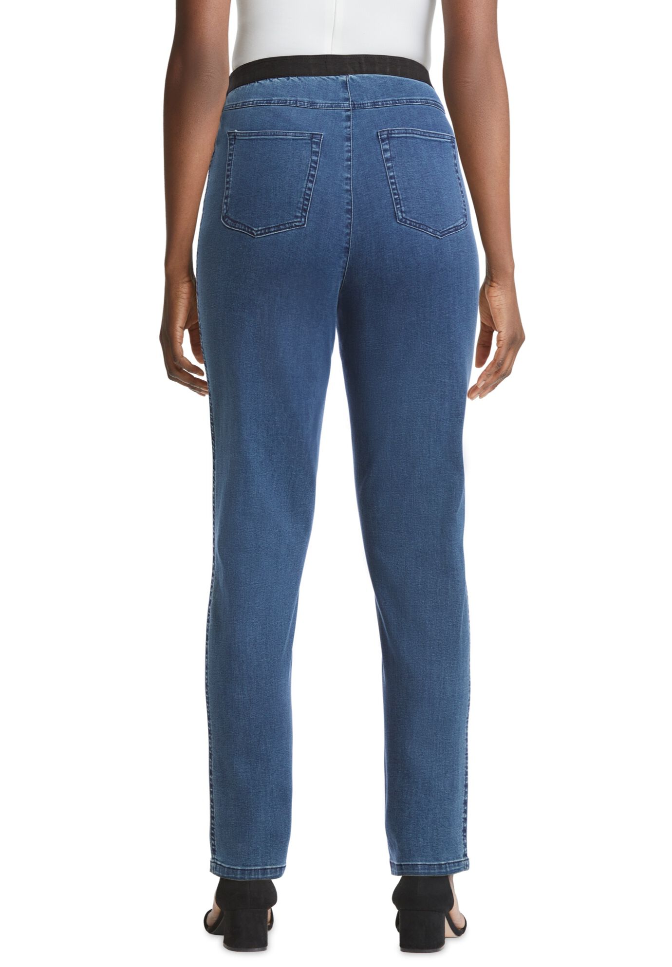 Stretch Denim Straight-Leg Jegging, MEDIUM STONEWASH, alternate image number 2