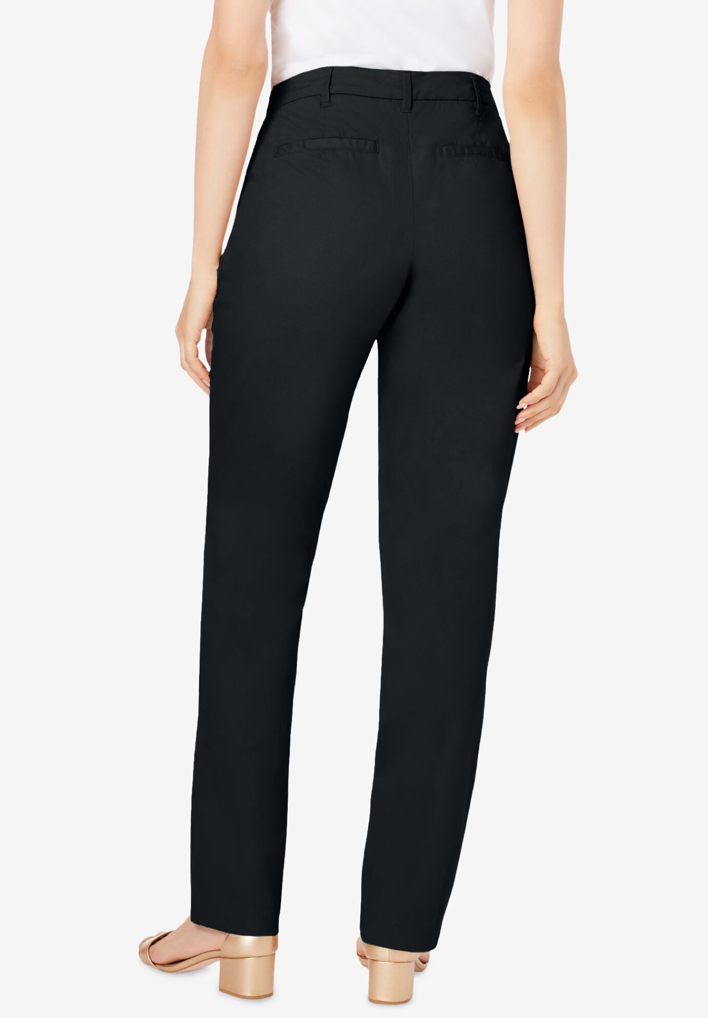 Stretch Cotton Chino Straight-Leg Pant, BLACK, alternate image number 2